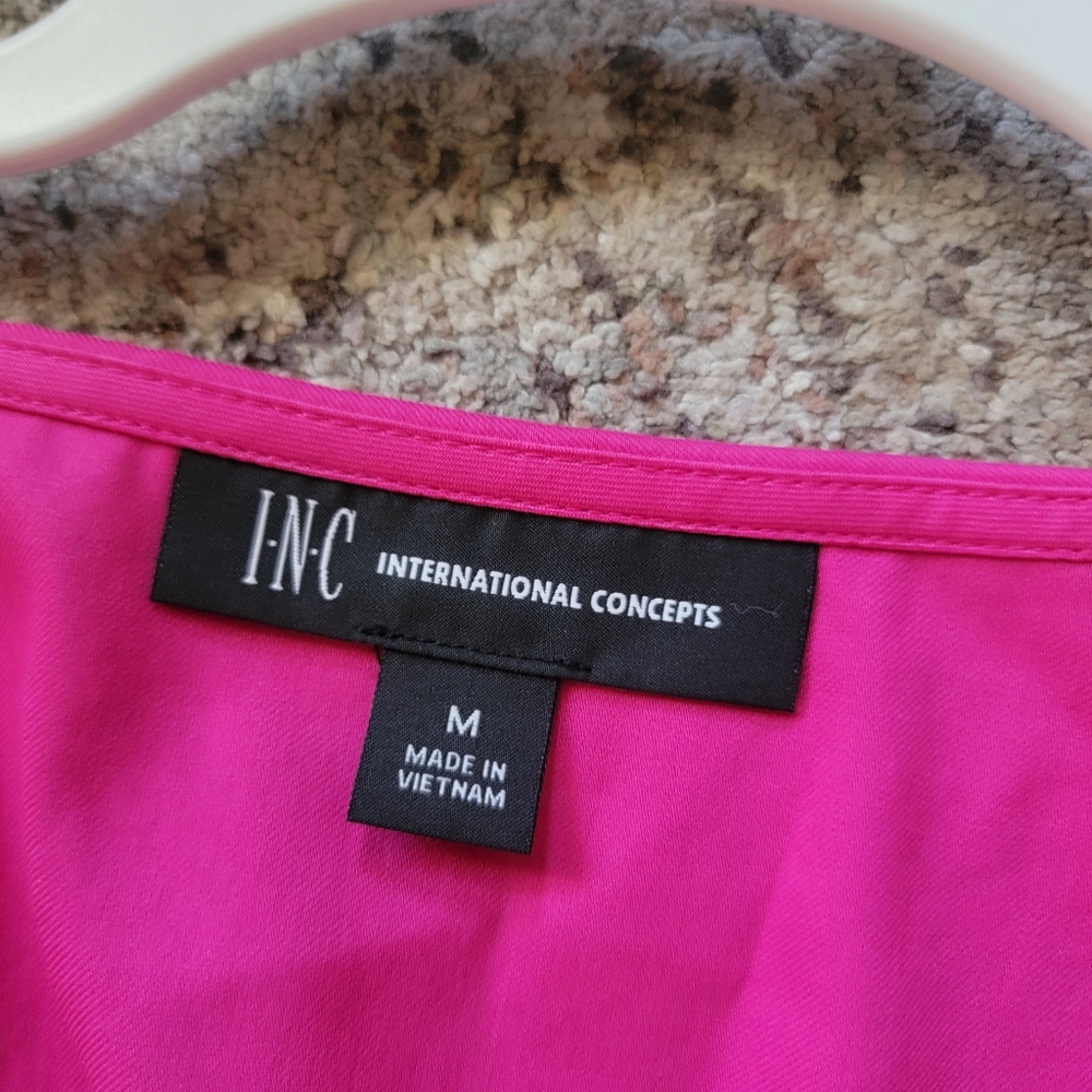 New INC International‎ Concepts Puff-Sleeved High-Low Midi Dress Medium Pink - Picture 10 of 14